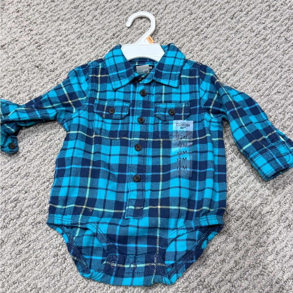 5 for $25 SALE 🎉 OshKosh B'gosh Teal and Navy Plaid Button-Up Shirt☃️